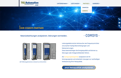 Screenshot der TIG Partnerseite COMSYS